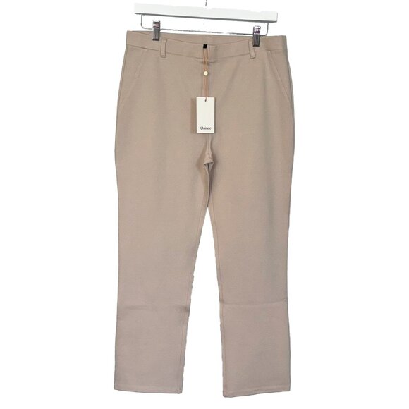 Quince Ecru Ultra-Stretch Ponte Straight Leg Pants - Size LP - New with Tags - Picture 2 of 5